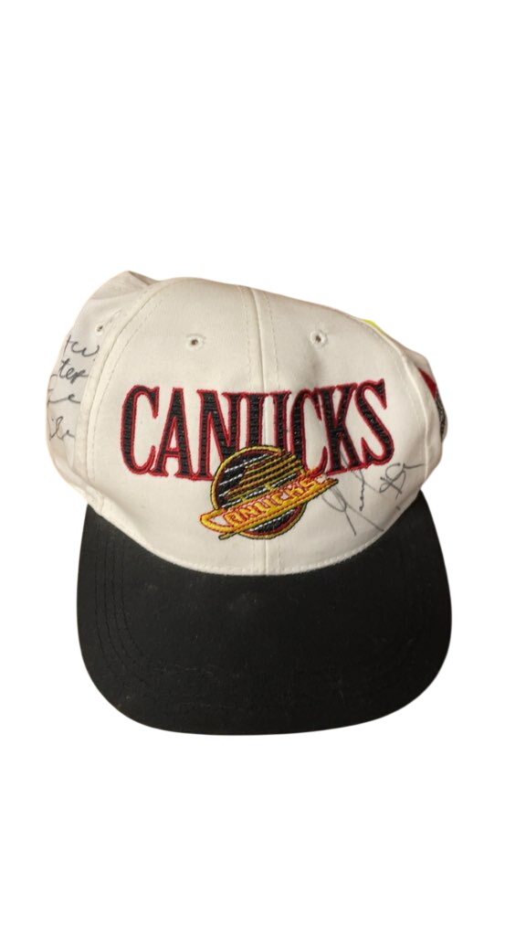 Signed Vancouver Canucks Snapback Hat - White/Black - image 1