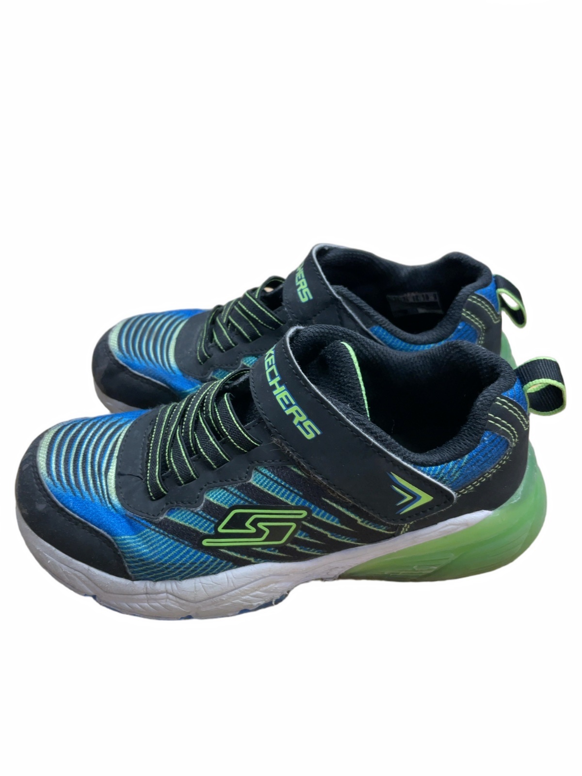 Skechers Runners Size 13C Black/Blue/Lime - image 1
