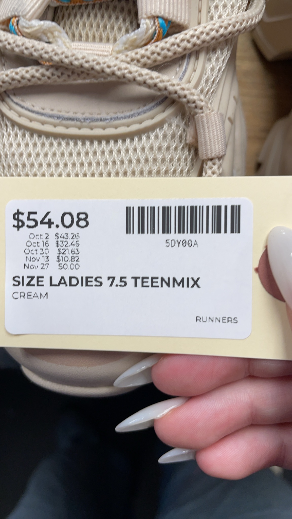 Teenmix Runners Ladies 7.5 Cream Chunky Sneakers