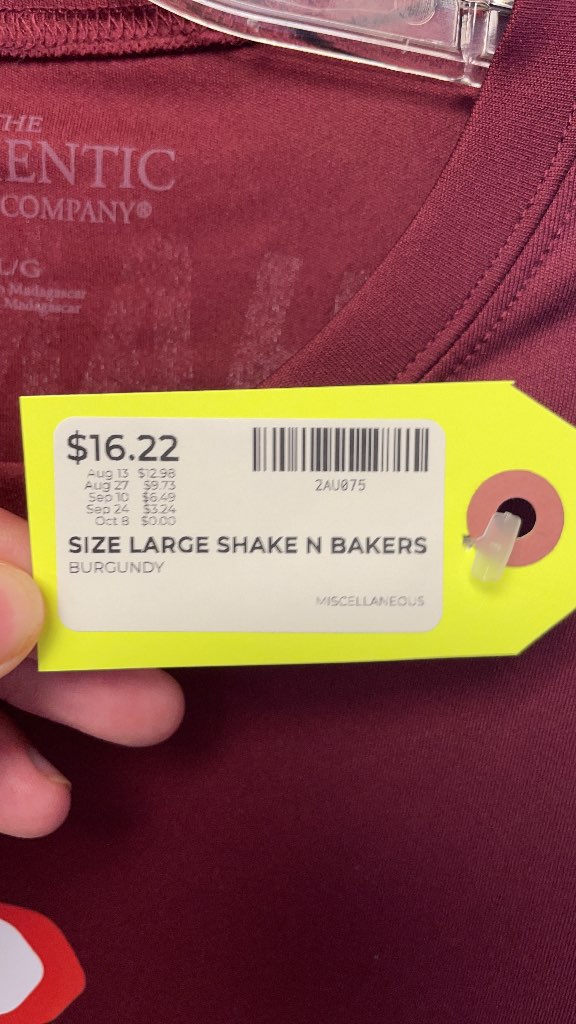 The Authentic Company Shake N Bakers Burgundy Shirt - Size Large
