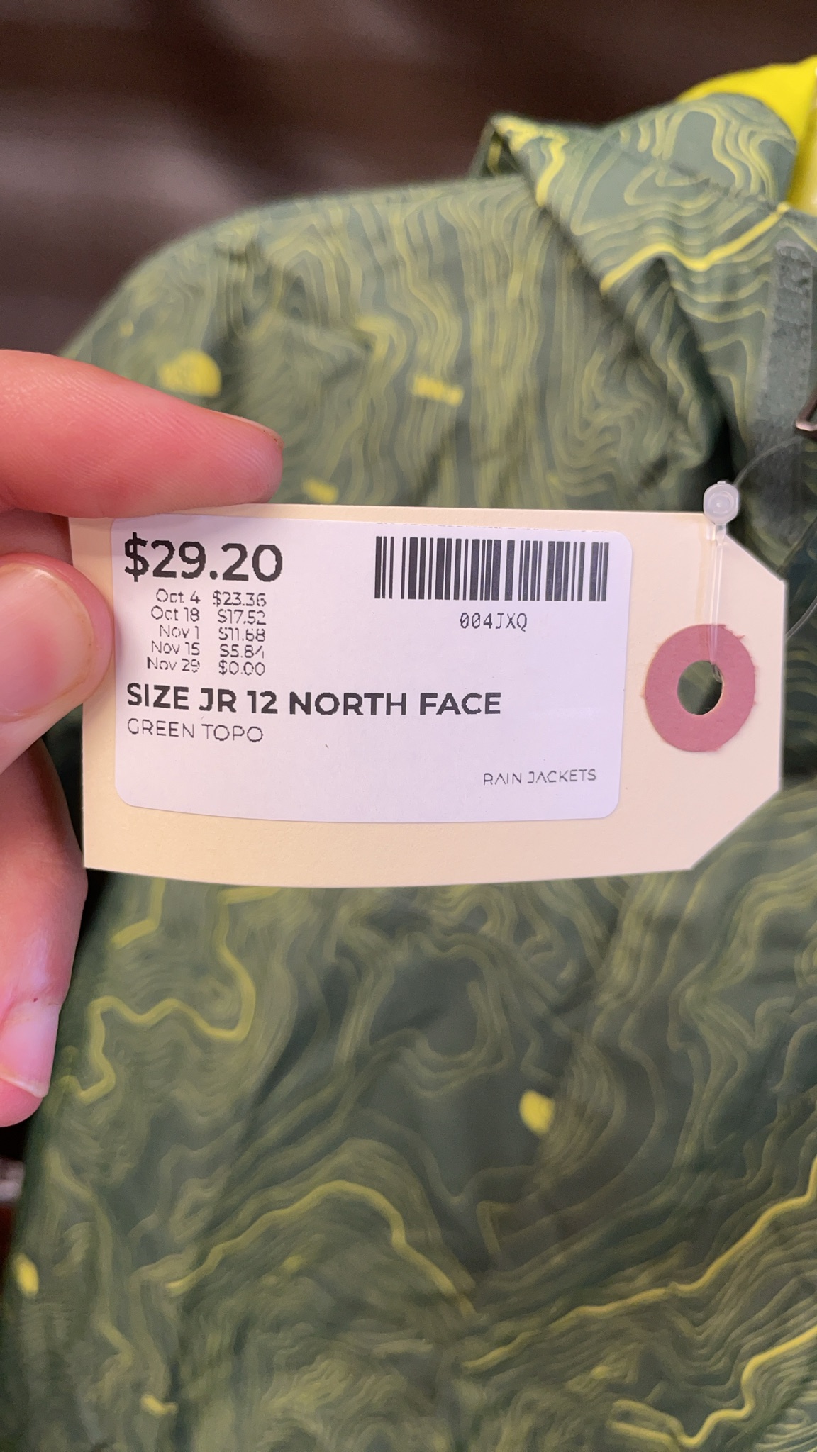 The North Face DryVent Size 12 Green Topo Rain Jacket