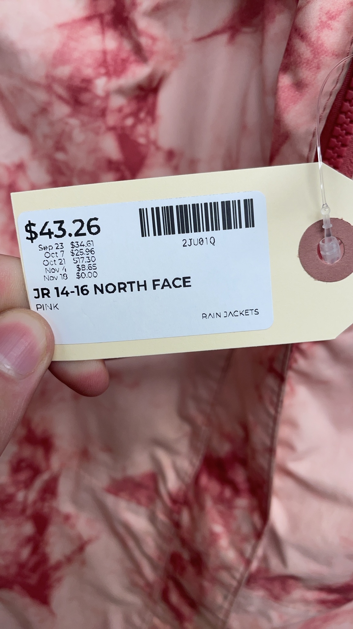 The North Face Girl's Rain Jacket Size L 14/16 Pink Tie-Dye