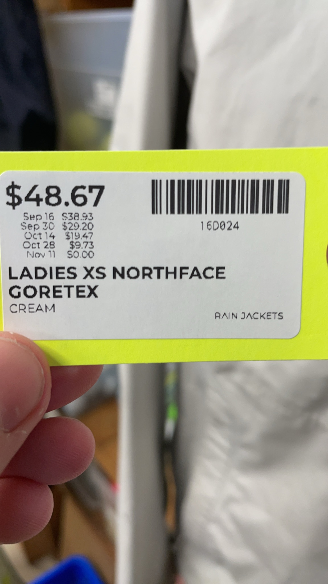 The North Face Gore-Tex Rain Jacket XS Cream