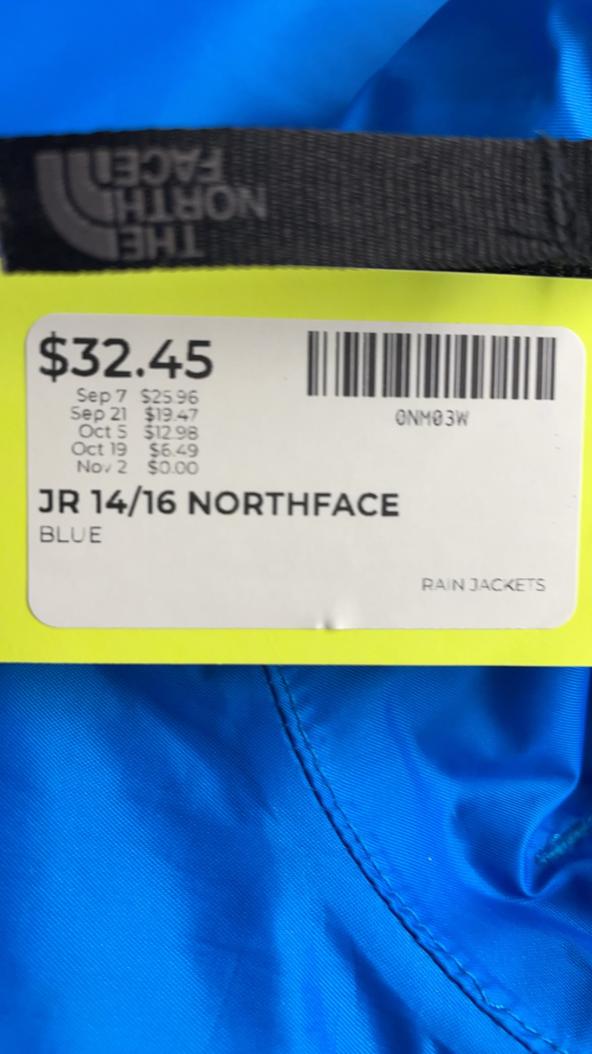 The North Face Junior Rain Jacket - Blue - Size 14/16