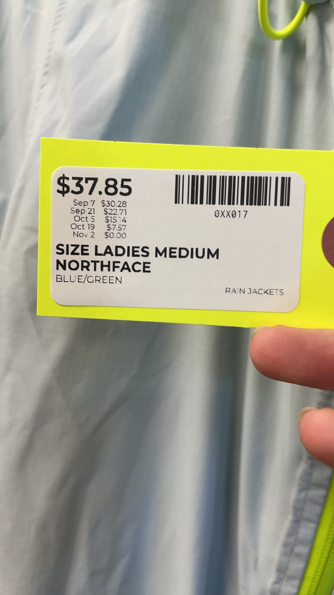 The North Face Ladies Rain Jacket - Blue/Green - Medium