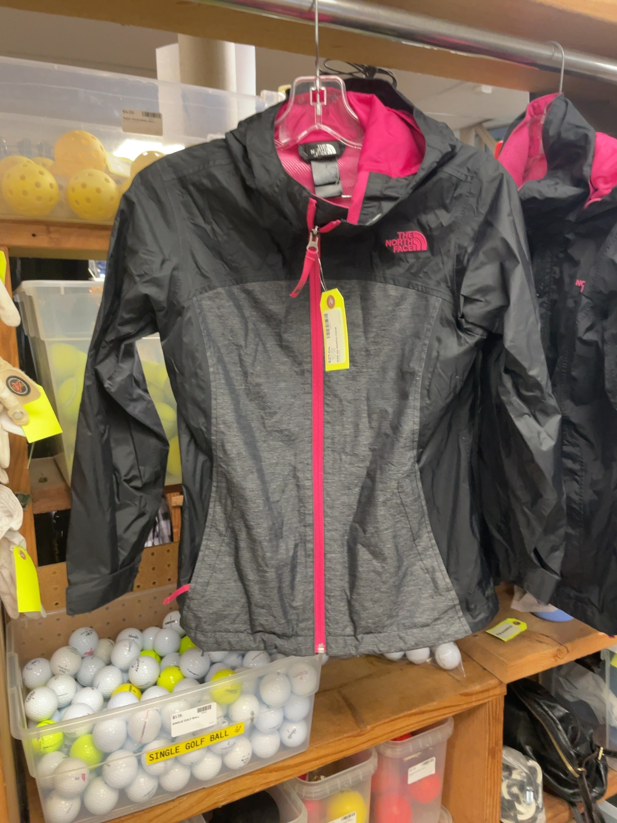 The North Face Pink and Grey Rain Jacket - Size XS