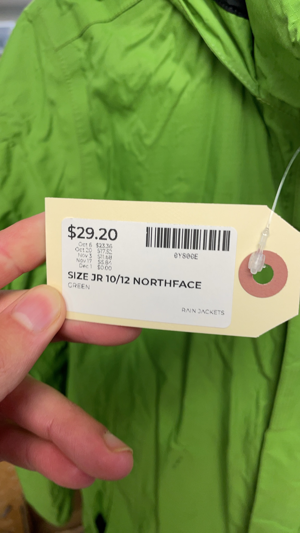 The North Face Rain Jacket JR 10/12 Green