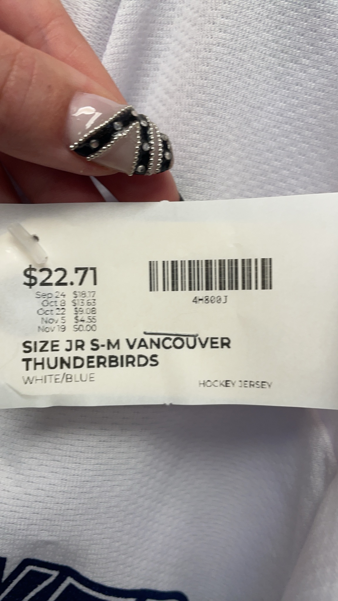 Troy Vancouver Thunderbirds JR S/M Hockey Jersey