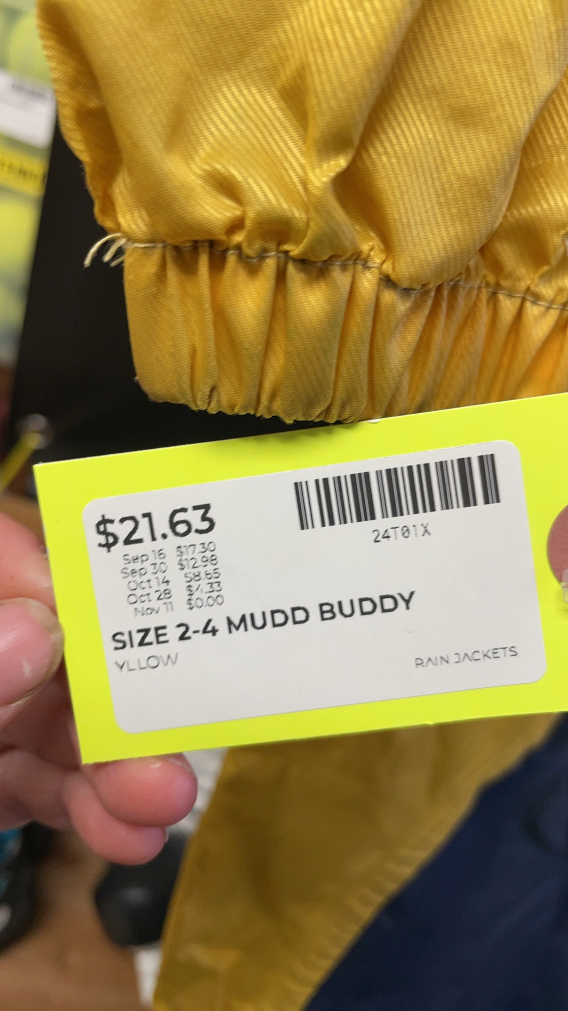 Tuffo Mudd Buddy Size 2-4 Yellow Rain Suit