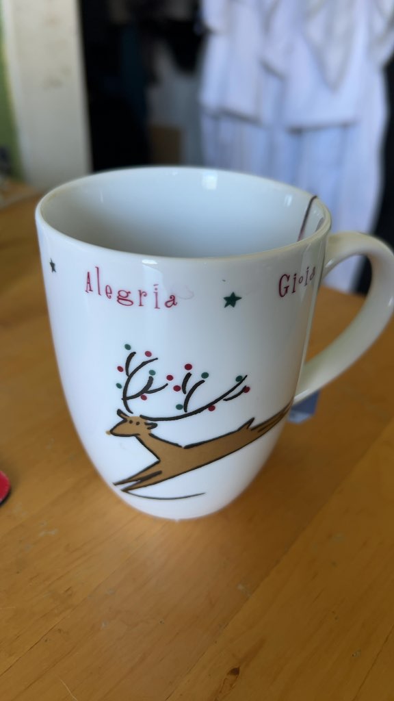 Unbranded Reindeer Christmas Holiday Mug Alegria Gioia Good Condition