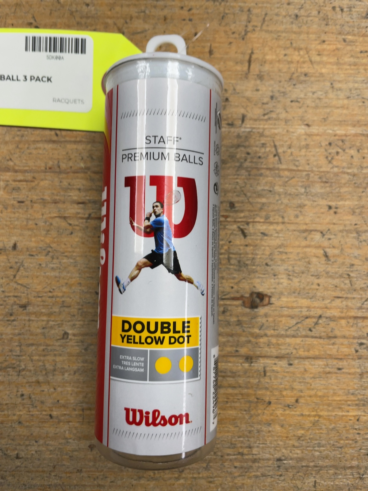 Used Wilson Staff Premium Squash Balls - Double Yellow Dot (3 Pack)