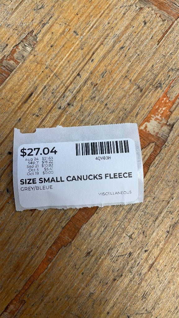 Vancouver Canucks Quarter-Zip Fleece Pullover - Size Small