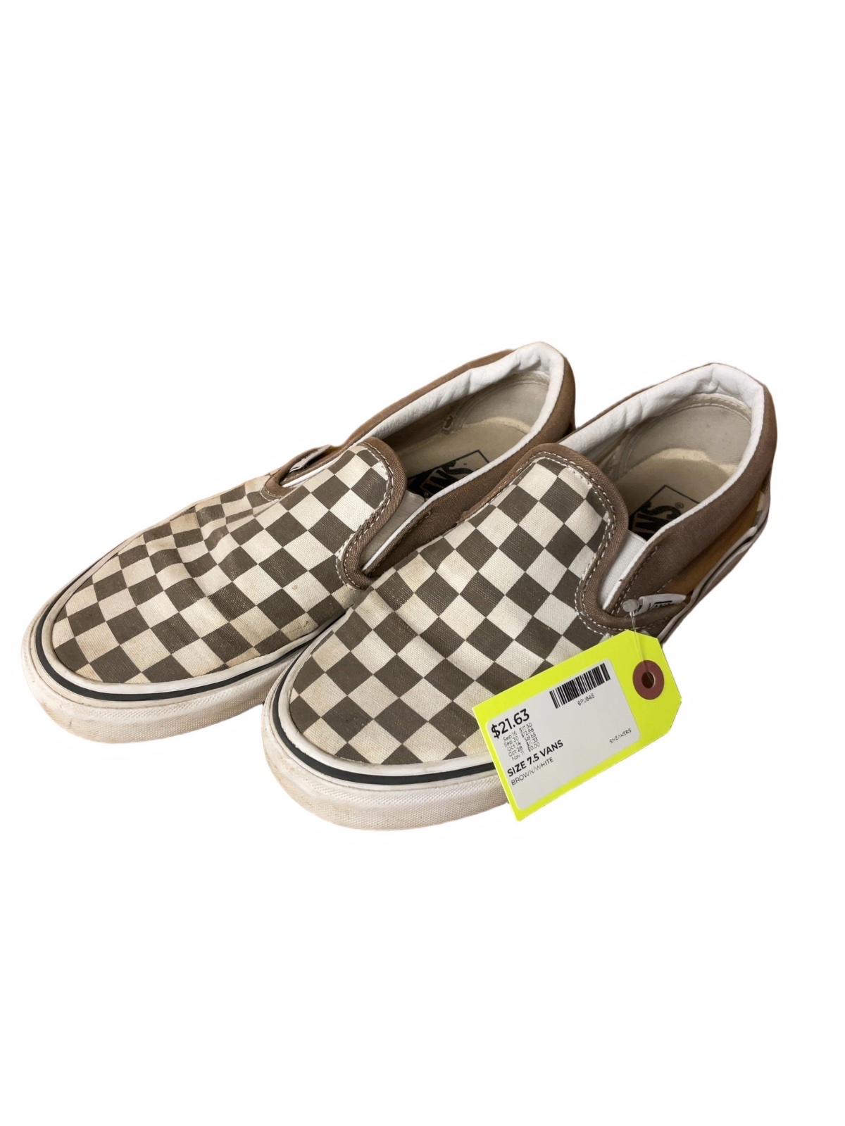 Vans Slip-On Size 7.5 Checkerboard Brown/White