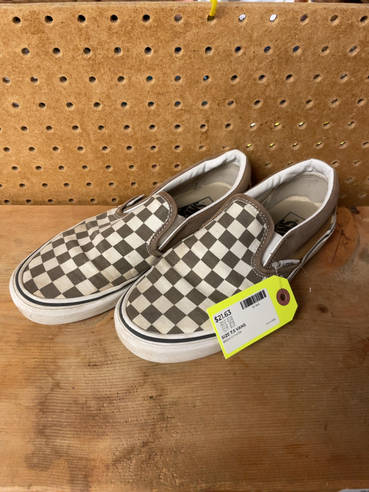 Vans Slip-On Size 7.5 Checkerboard Brown/White