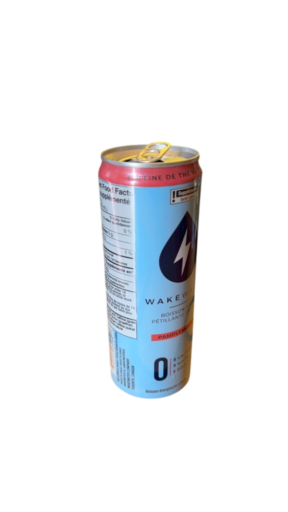 Wakewater Pamplemousse Sparkling Caffeinated Water Opened 355mL