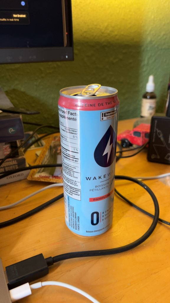 Wakewater Pamplemousse Sparkling Caffeinated Water Opened 355mL