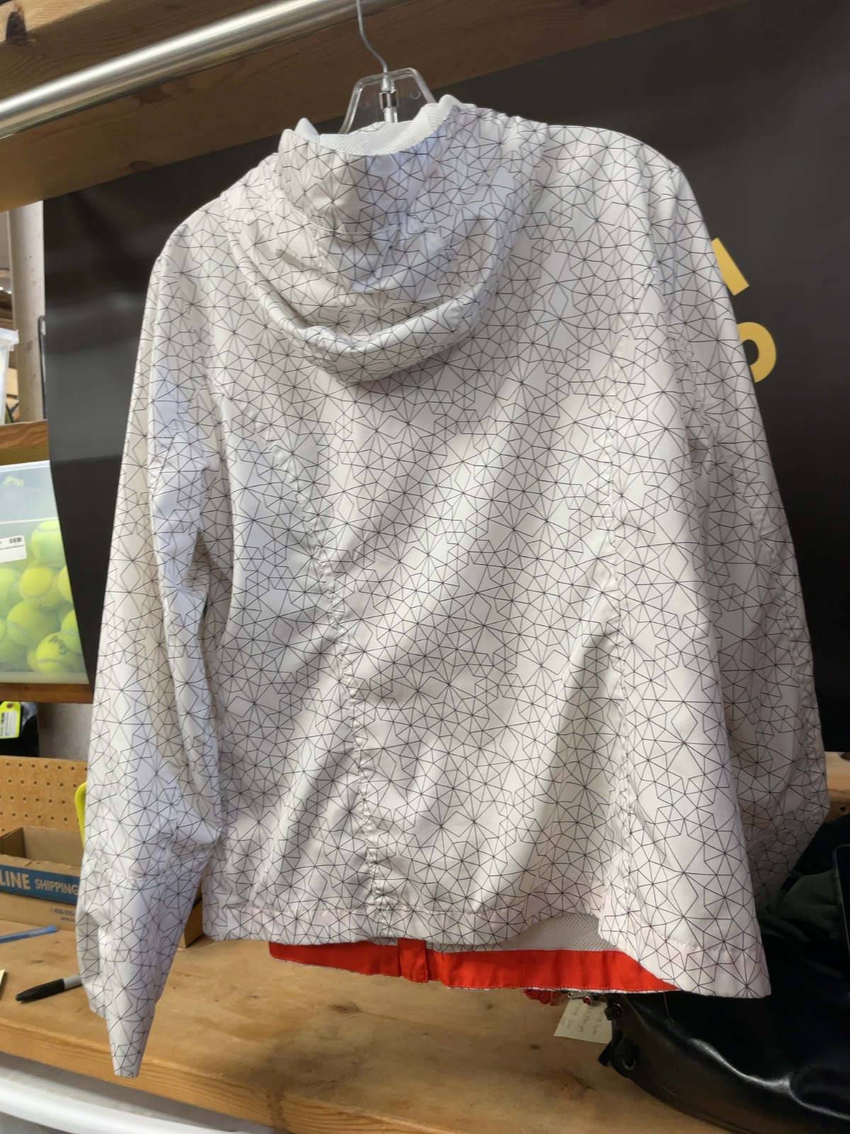 Warehouse One Geometric Rain Jacket Medium White