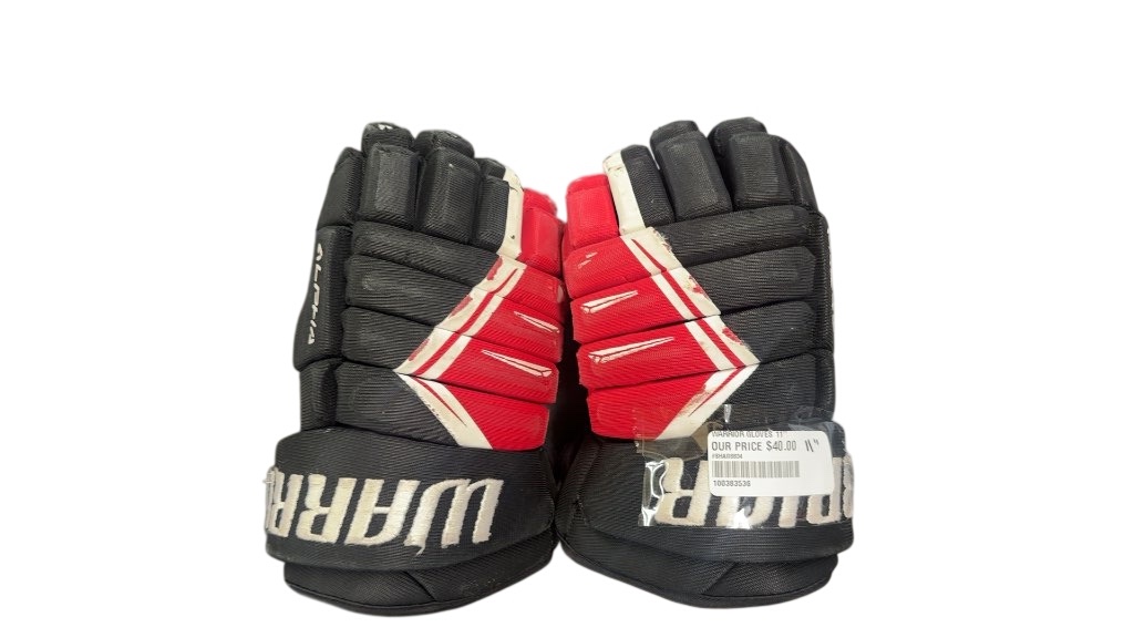 Warrior Hockey Gloves Alpha DX4 Black/Red/White Used 11"