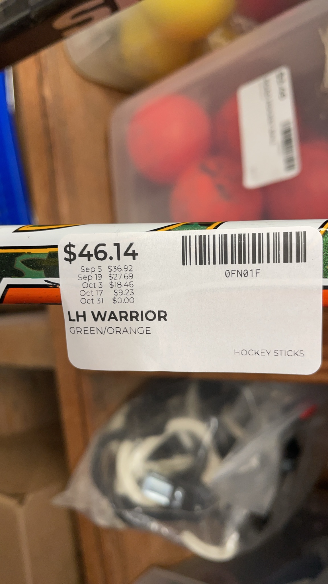 Warrior LH Hockey Stick - Green/Orange