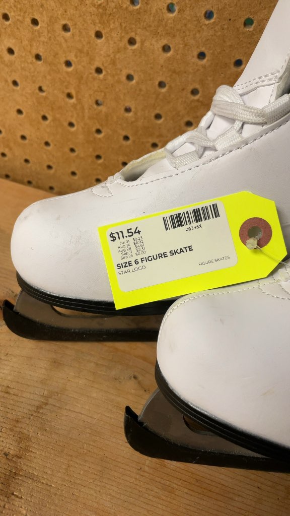 White Faux-Fur Lined Figure Skates - Size 6