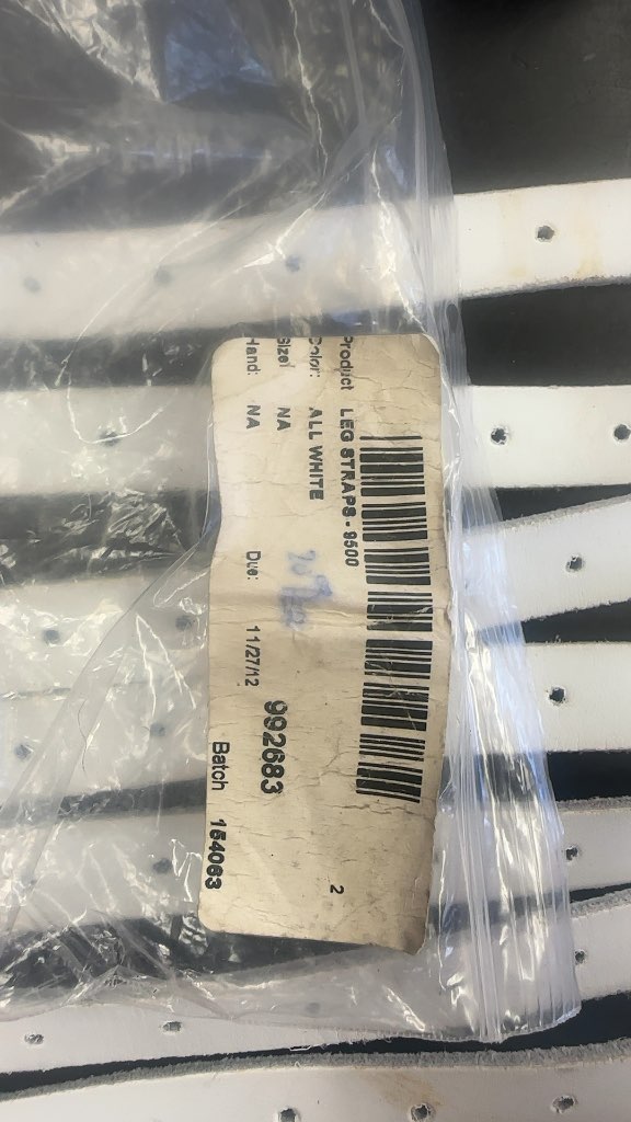 White Leather Goalie Pad Leg Straps - Set of 8 ( 4 sets)