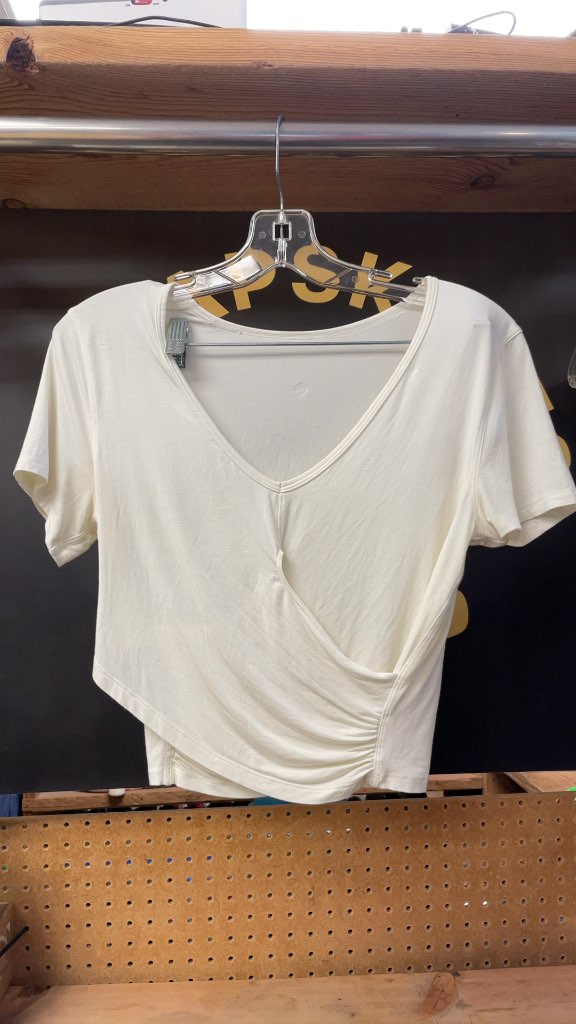 Women's Lululemon Wrap Front Short Sleeve Shirt - Off White - Size 4