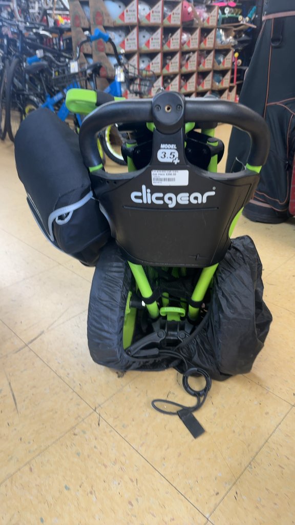 Clicgear Model 3.5+ Golf Push Cart with Bag Used Lime Green-accessory nag and wheel covers included