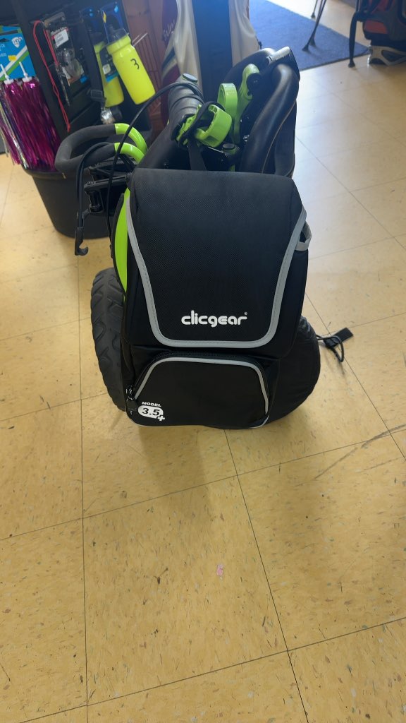 Clicgear Model 3.5+ Golf Push Cart with Bag Used Lime Green-accessory nag and wheel covers included