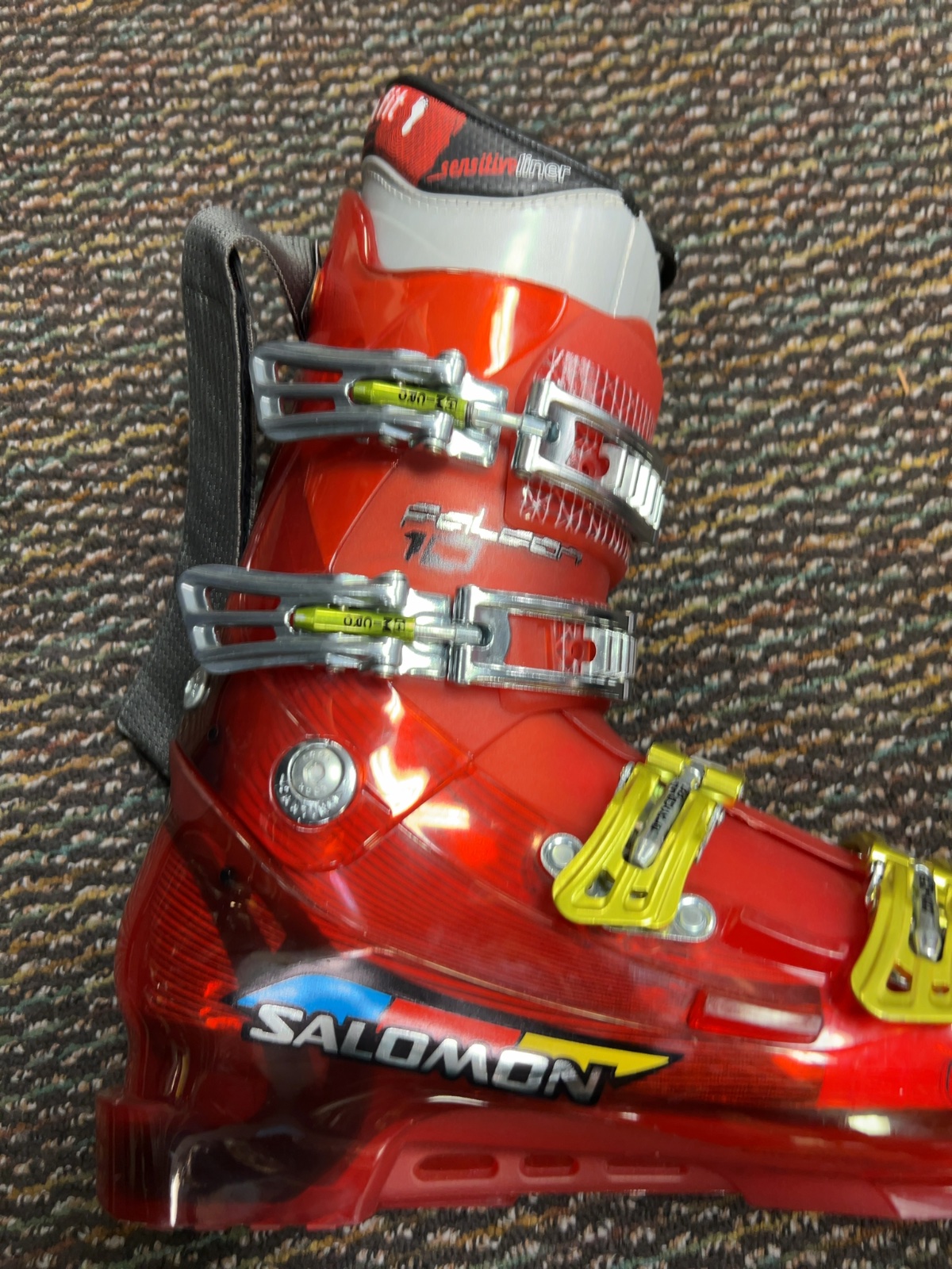 Salomon Falcon 10 Racing Ski Boots Red Blk/Gld Good 27