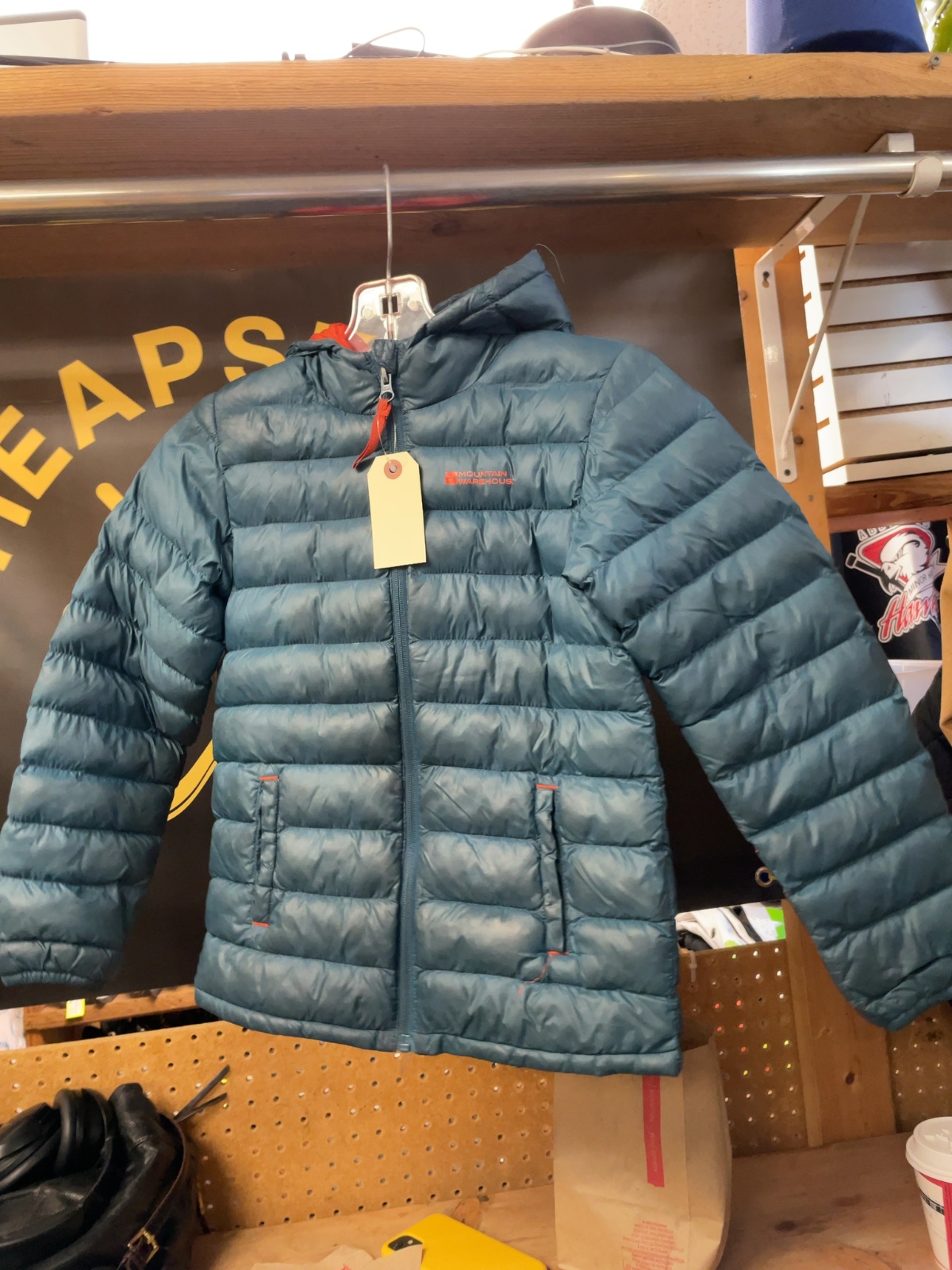 Mountain Warehouse Hooded Puffer Jacket Junior Size 7/8 Blue/Orange