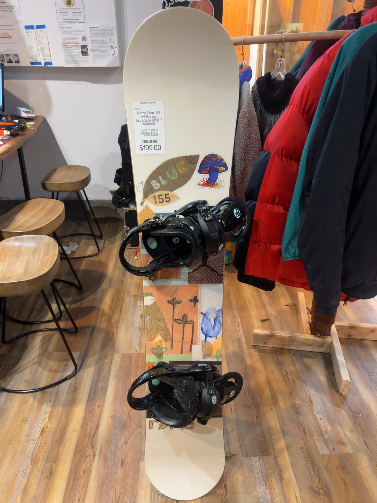 Rome SDS Blue Snowboard 155cm with Burton Escapade Bindings