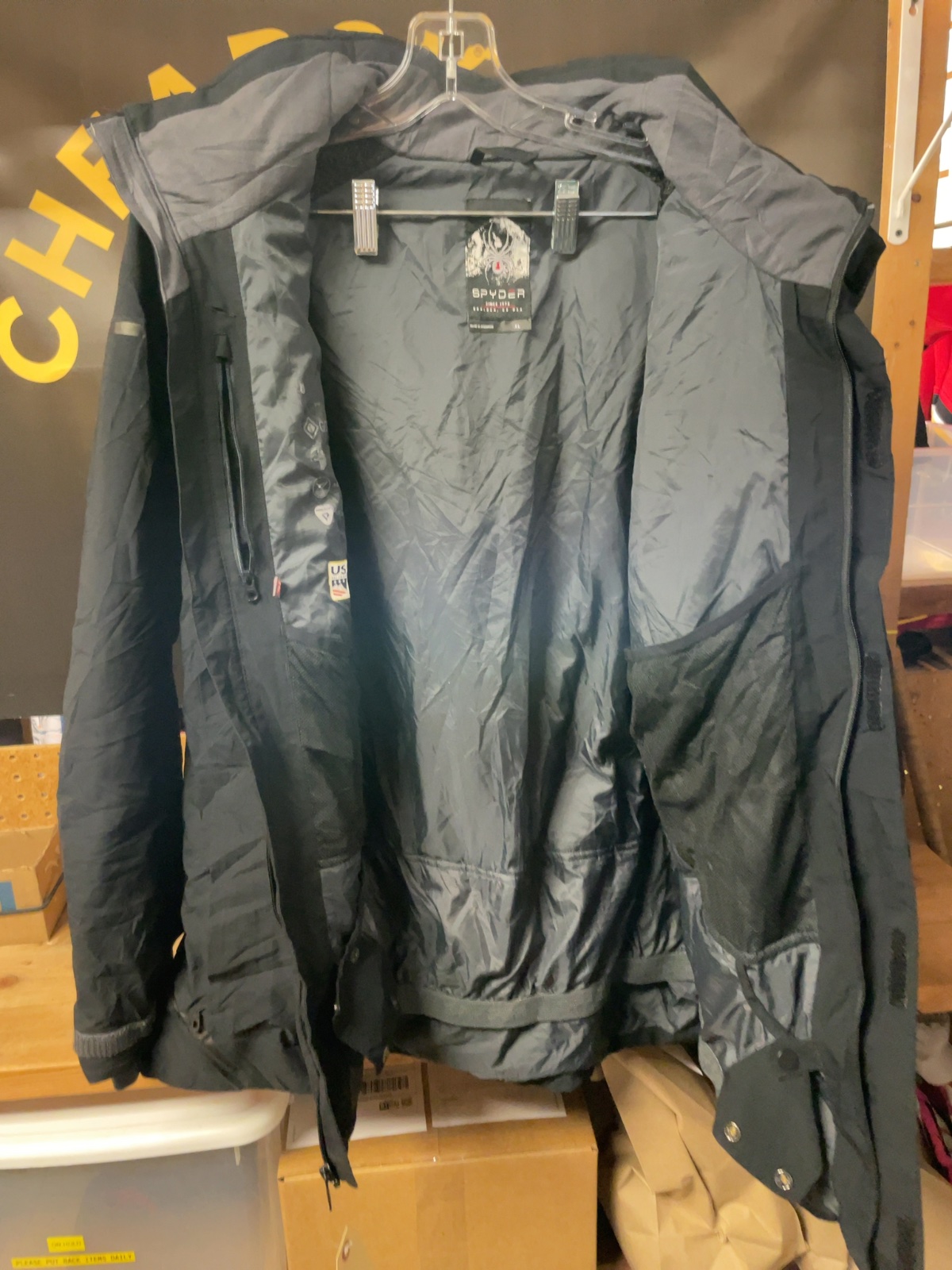 Spyder Gore-Tex Hooded Ski Jacket Size XL Black