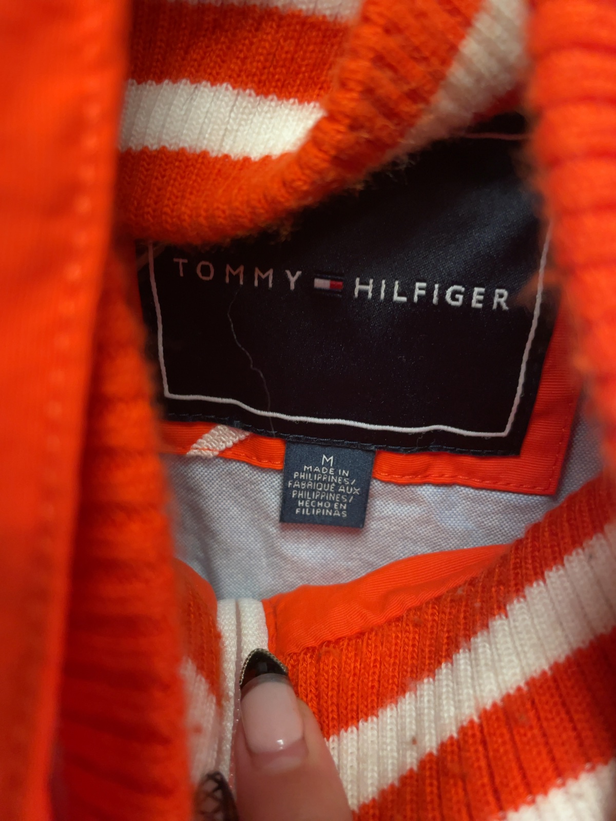 Tommy Hilfiger Size M Hooded Rain Jacket Orange