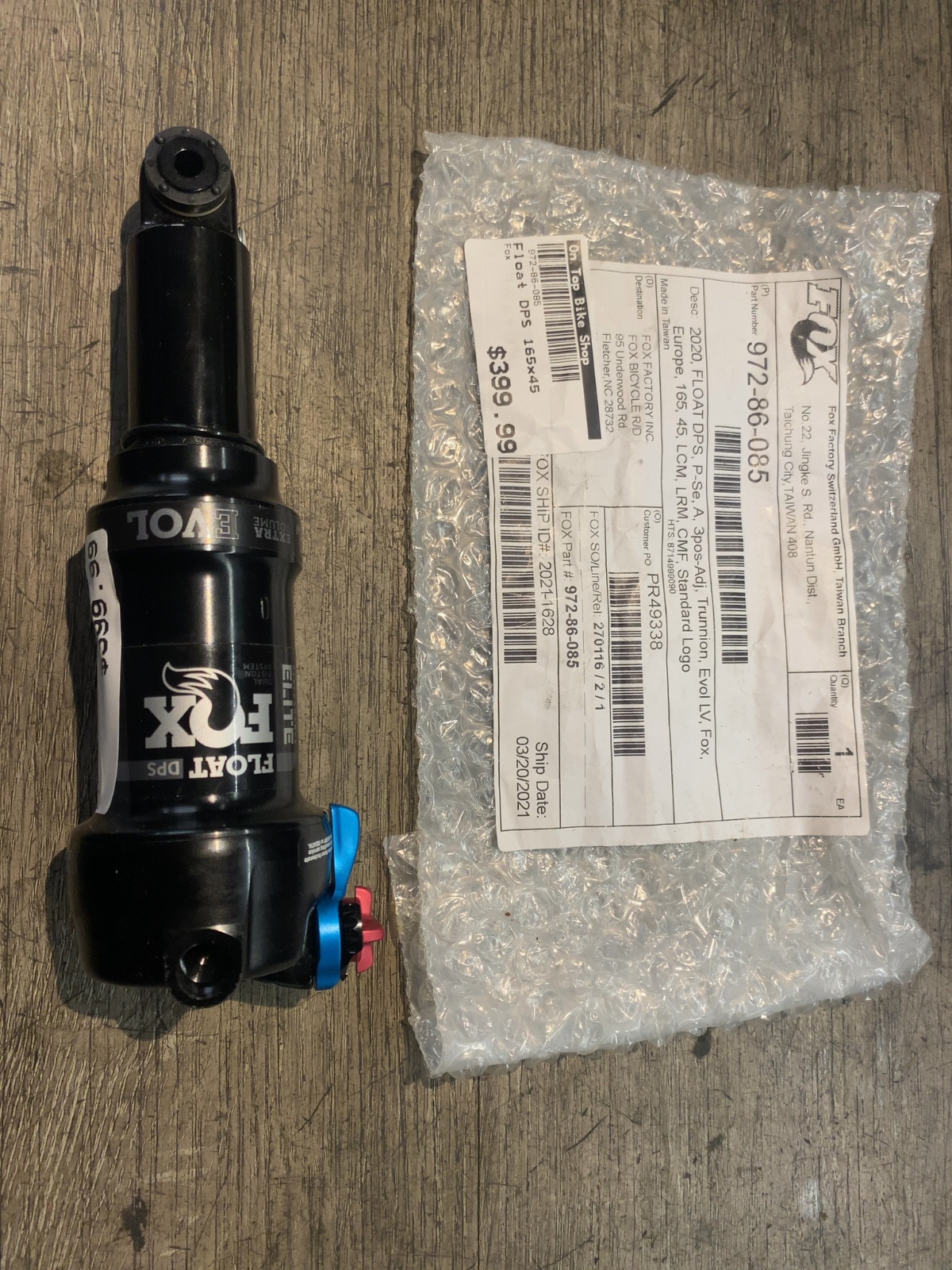 Fox Float DPS Performance Elite Trunnion EVOL LV Rear Shock 165x45 Like New