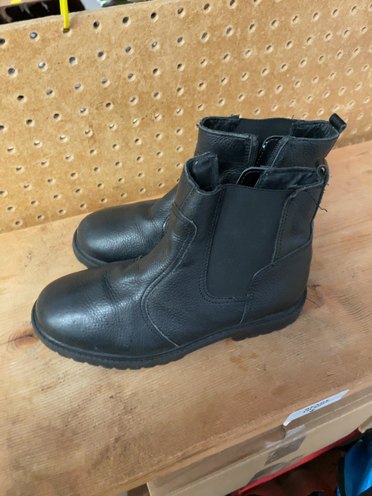 Size 2 UK (Eur 34) Black Leather Zip Ankle Boots