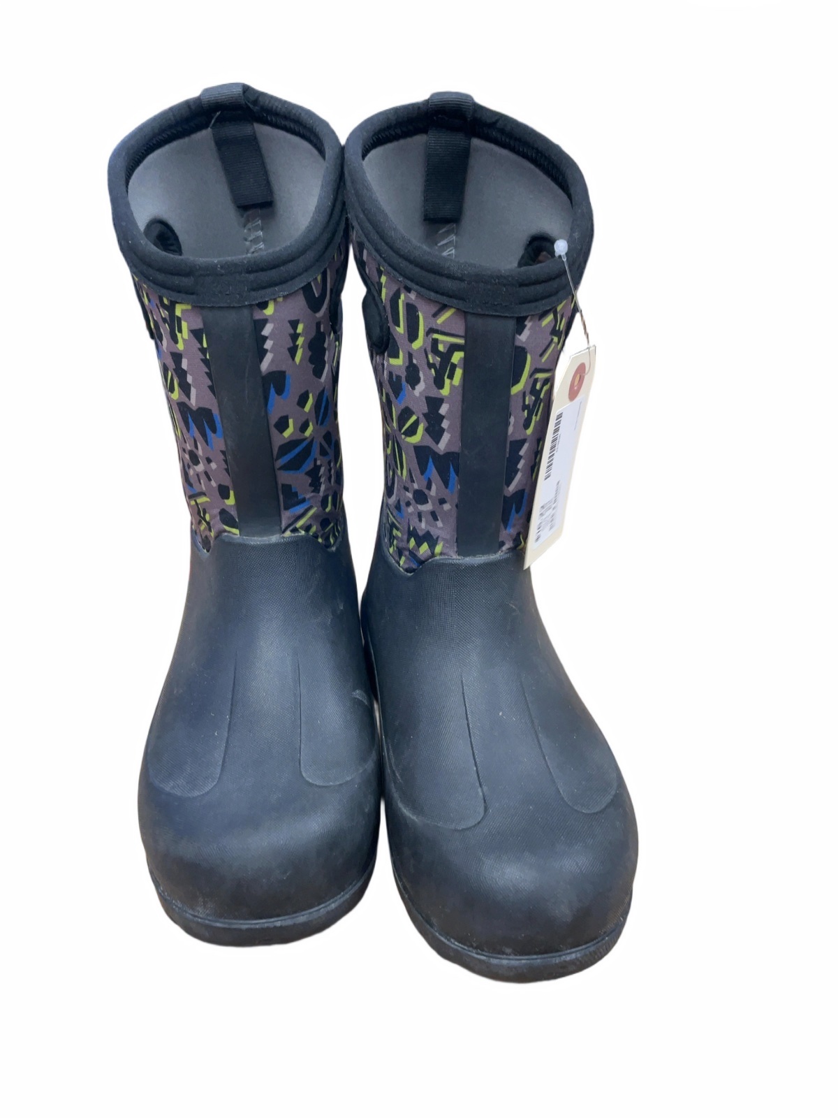 Bogs Waterproof Insulated Rain Boots Size 2 Black/Pattern - image 1