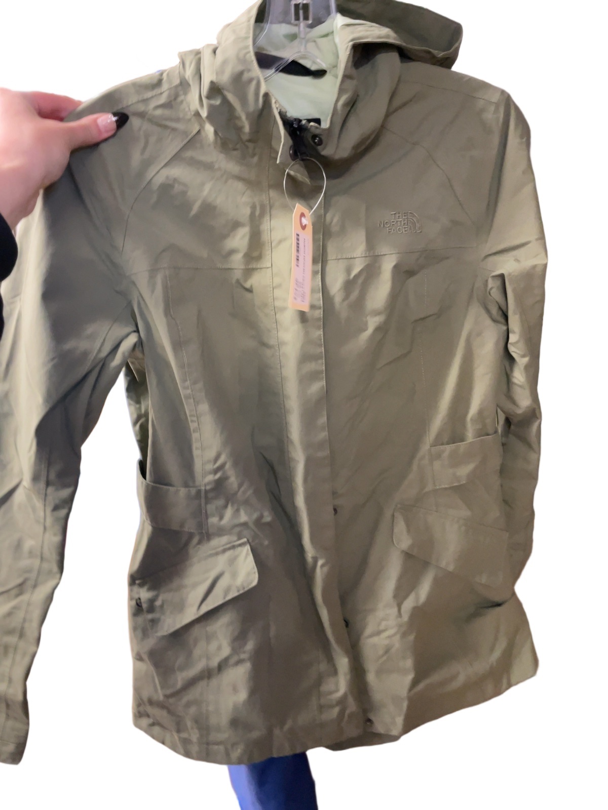The North Face Hooded Rain Jacket Size M Green - image 1