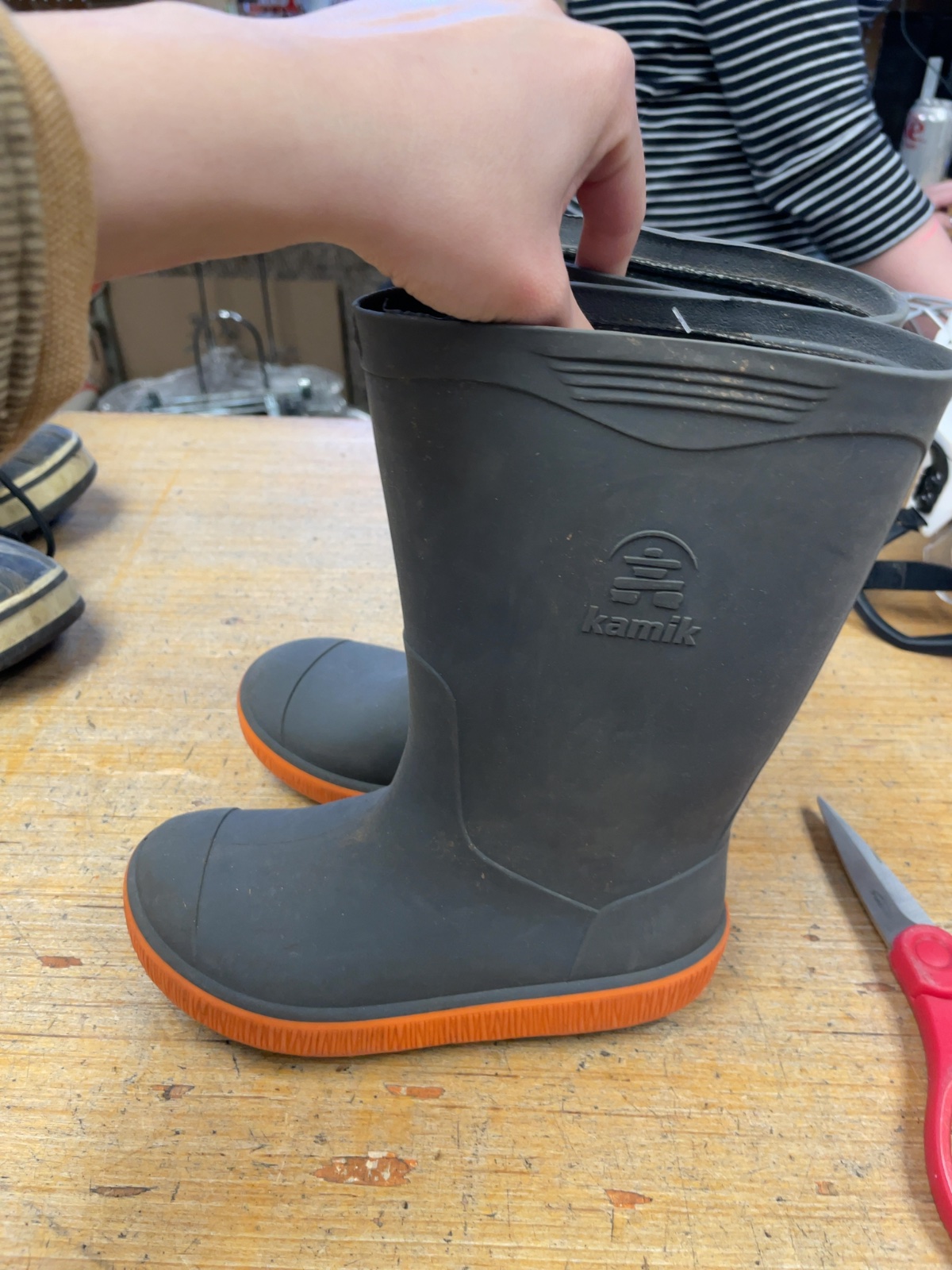 Kamik Rain Boots Size 13C Grey/Orange