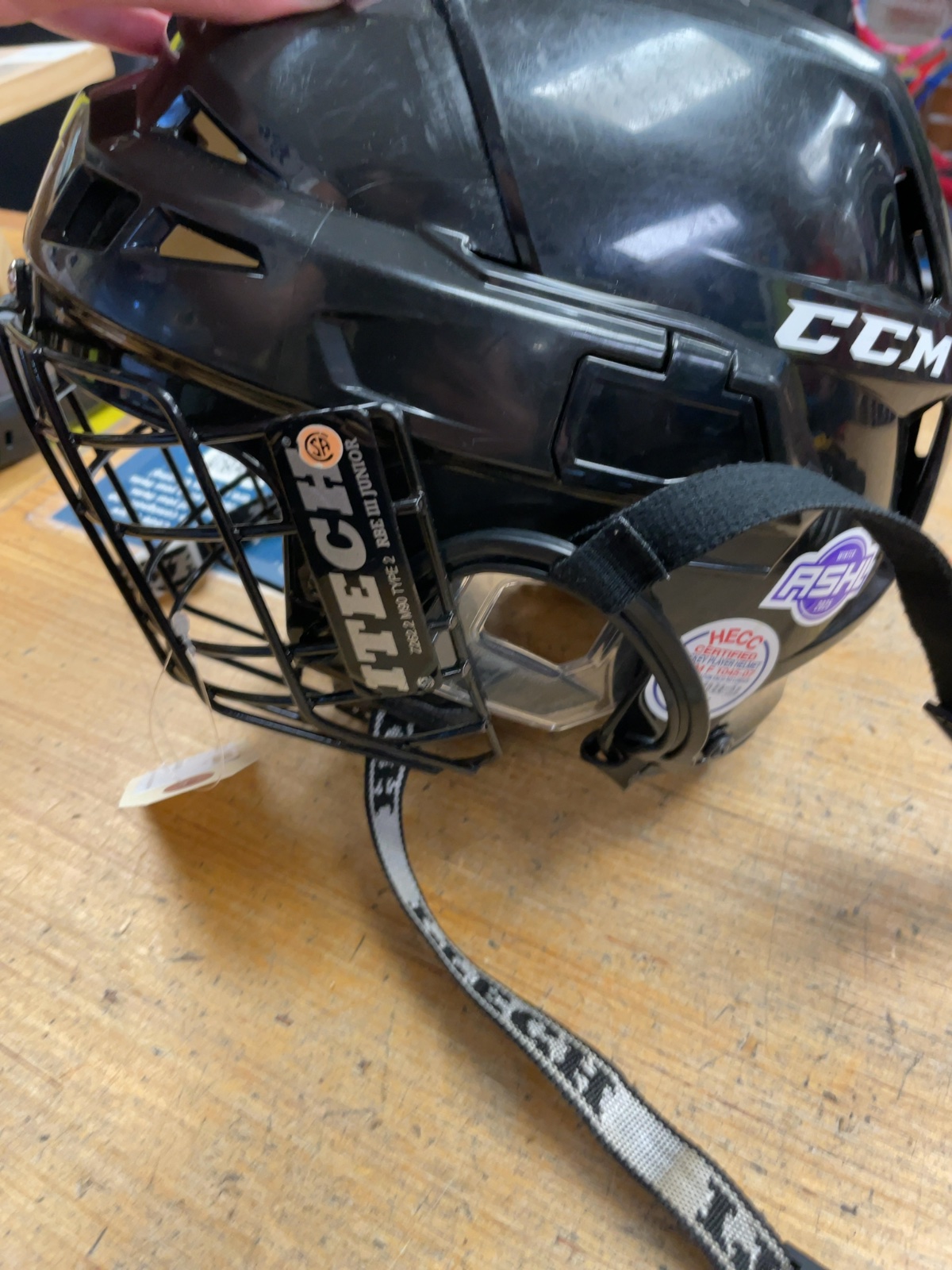 CCM 52.5-57 cm Helmet with Itech Cage - Black