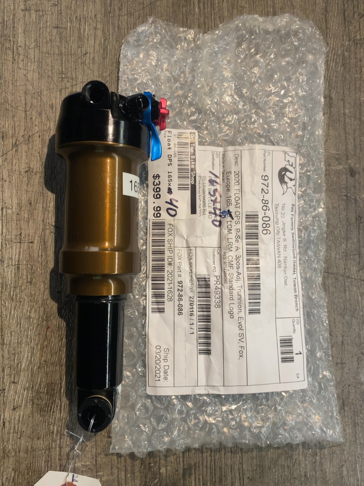 Fox Racing Shox FLOAT DPS Performance Elite Rear Shock Trunnion 165x40 New