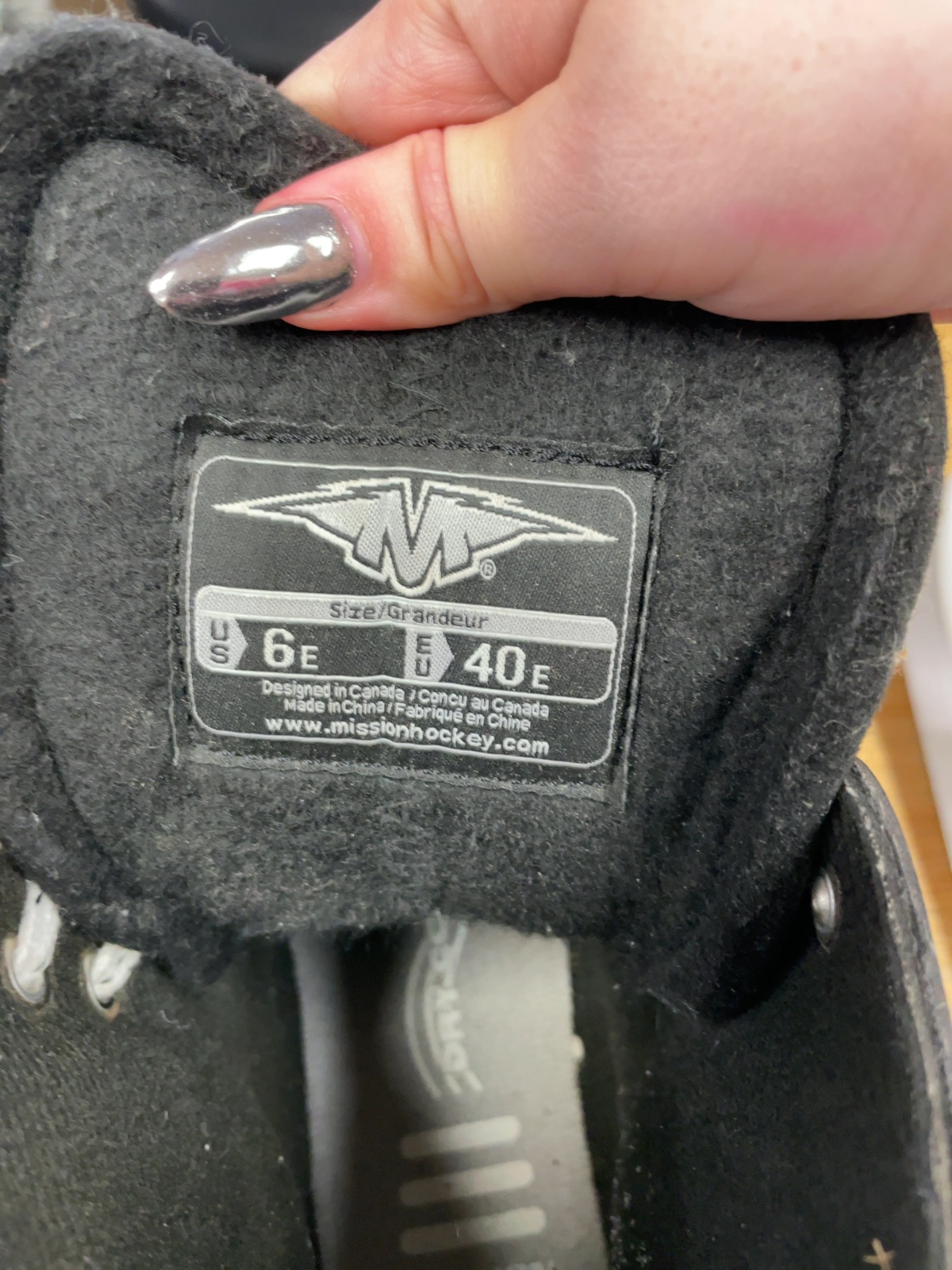 Mission Fuel 65 Size 6E Ice Hockey Skates
