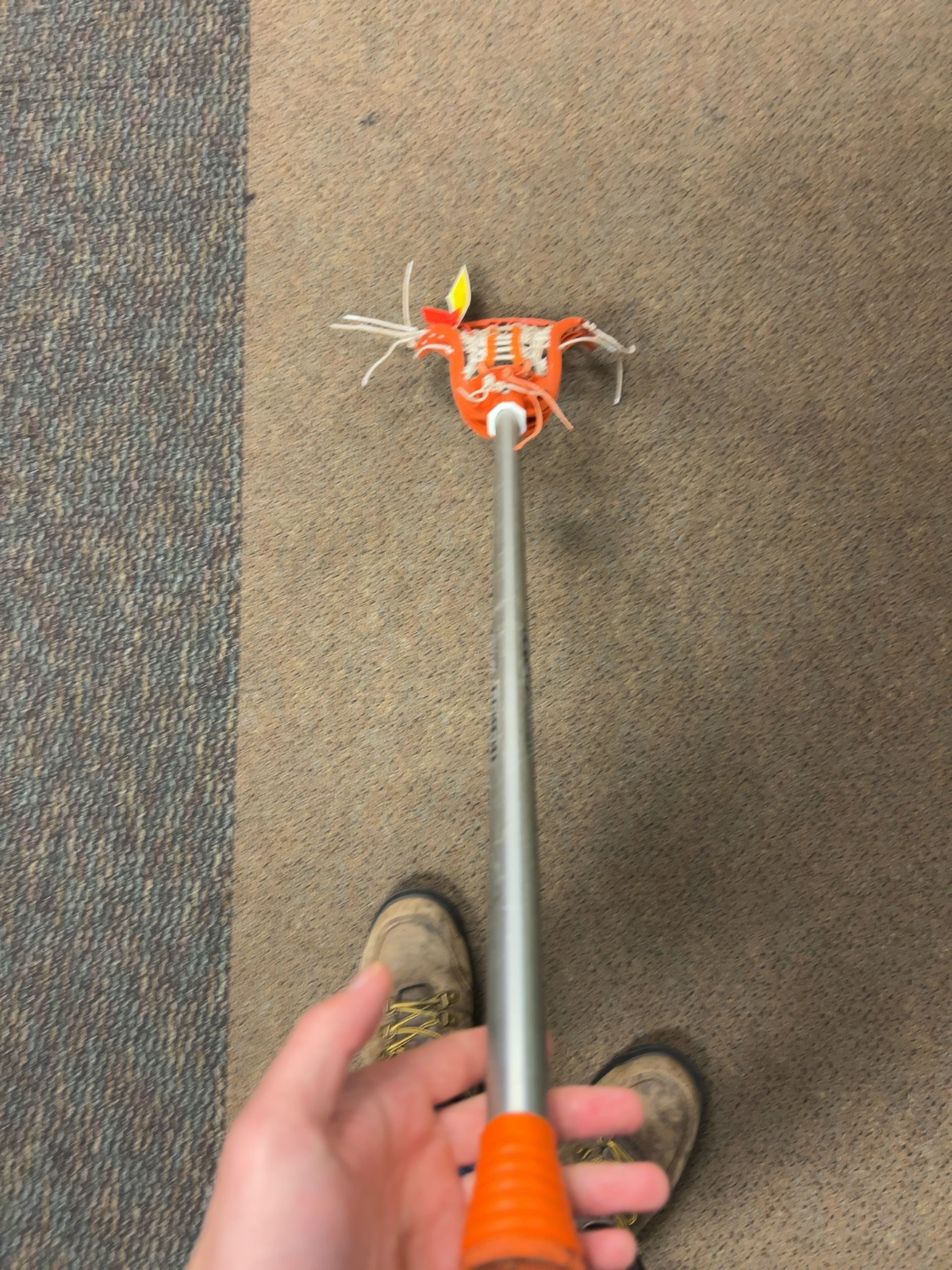 deBeer Soft Feel Lacrosse Stick Orange Silver Good