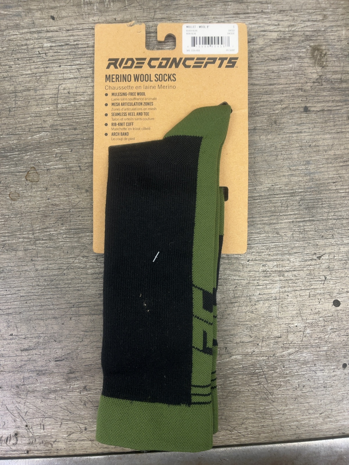 Ride Concepts Mullet Wool 8" Merino Wool Cycling Socks Black Olive S New