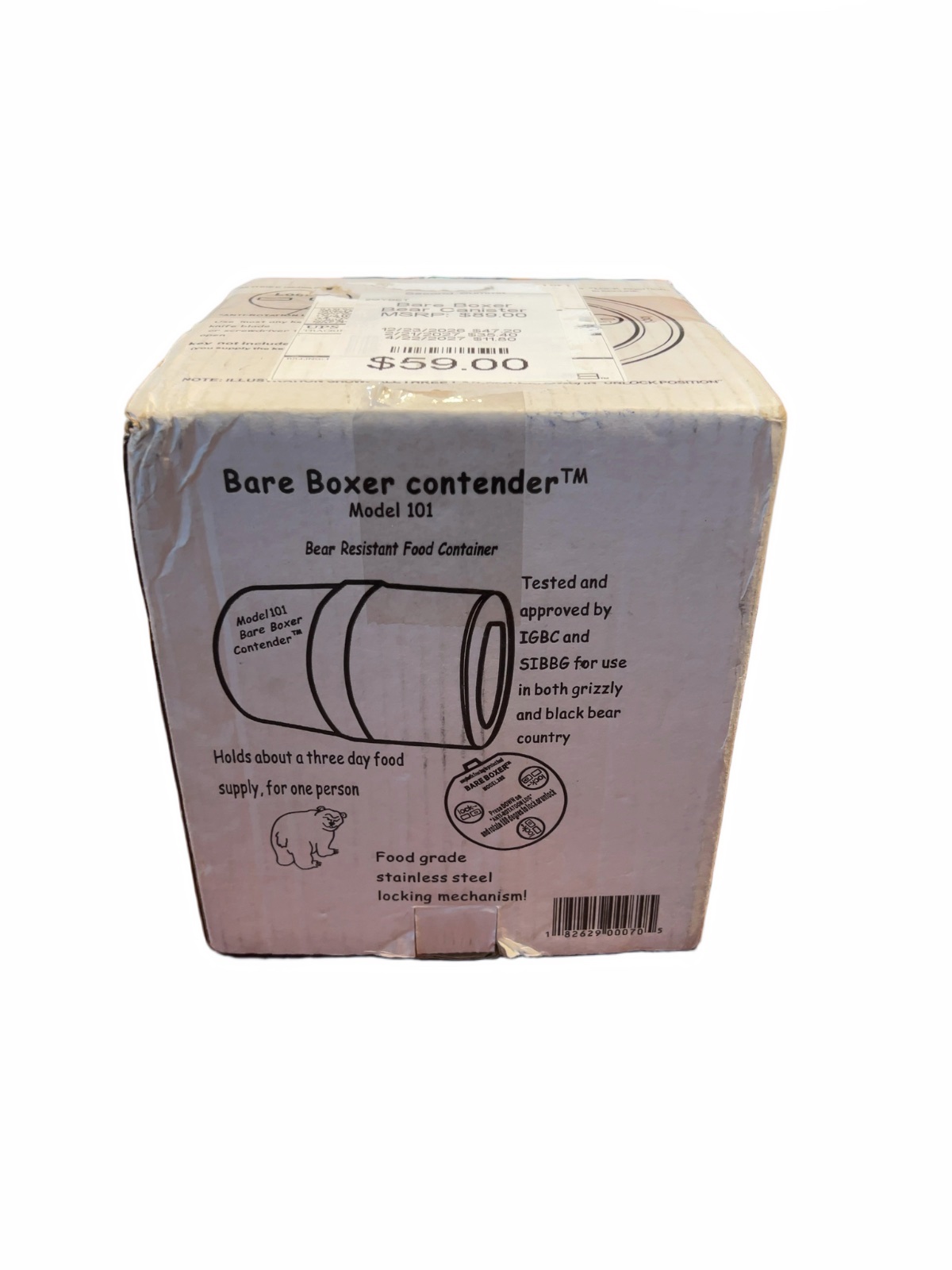 Bare Boxer Contender Model 101 Bear Resistant Food Canister Good