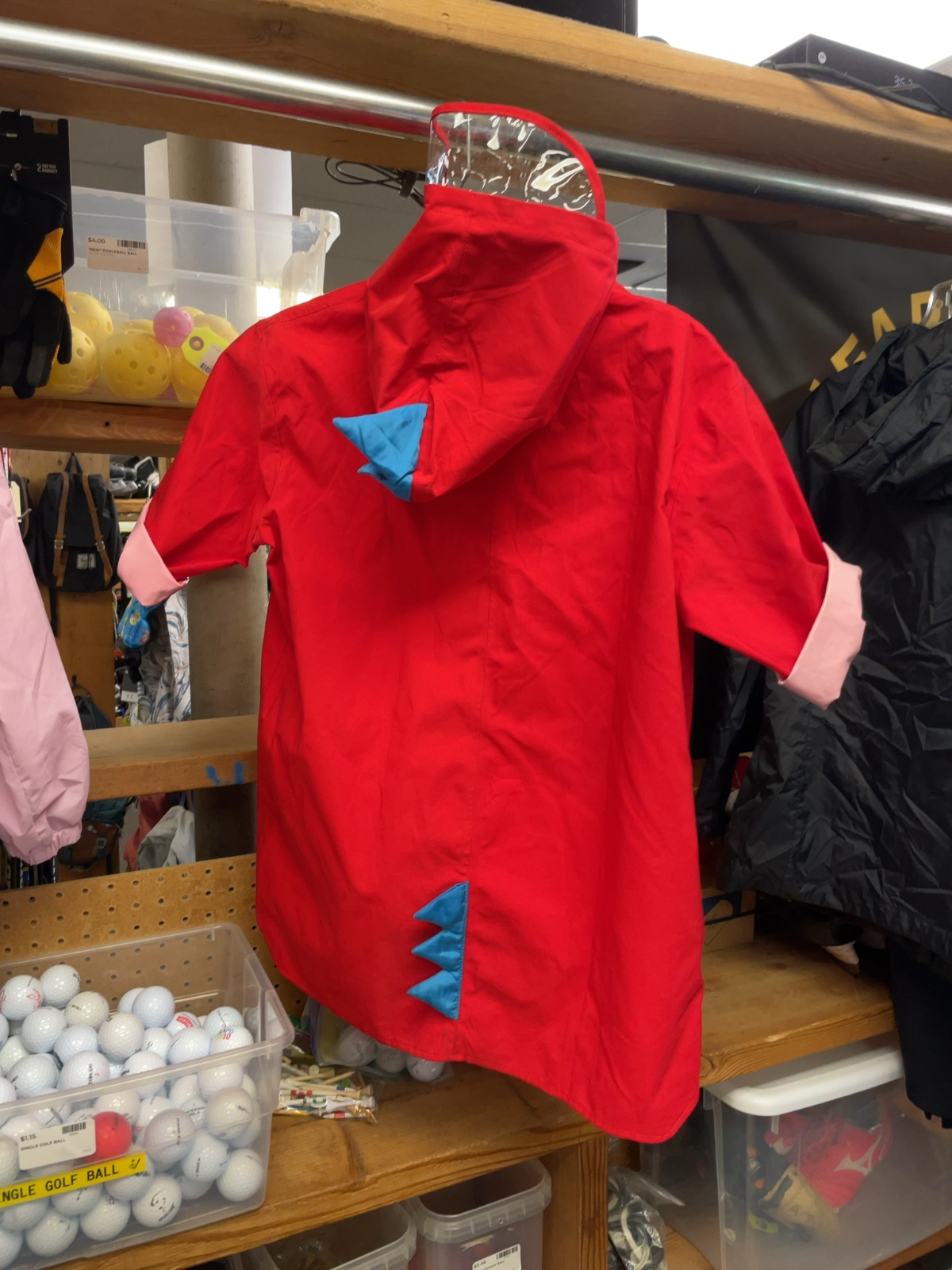 Unbranded Dinosaur Hooded Rain Jacket Size 4 Red