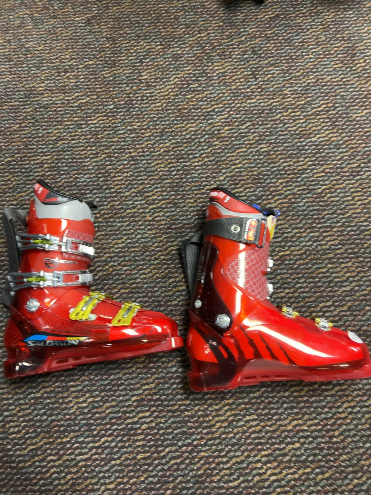 Salomon Falcon 10 Racing Ski Boots Red Blk/Gld Good 27