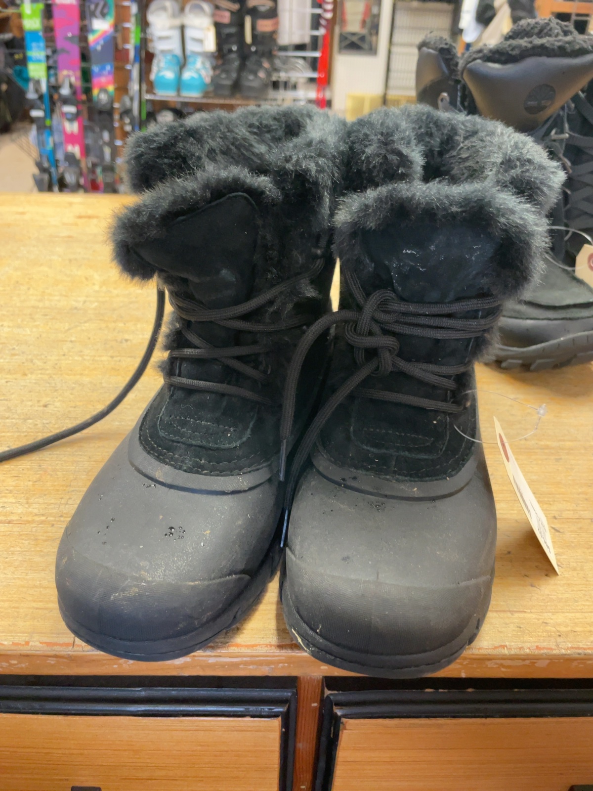 Sorel Winter Boots Size 6 Black Faux Fur