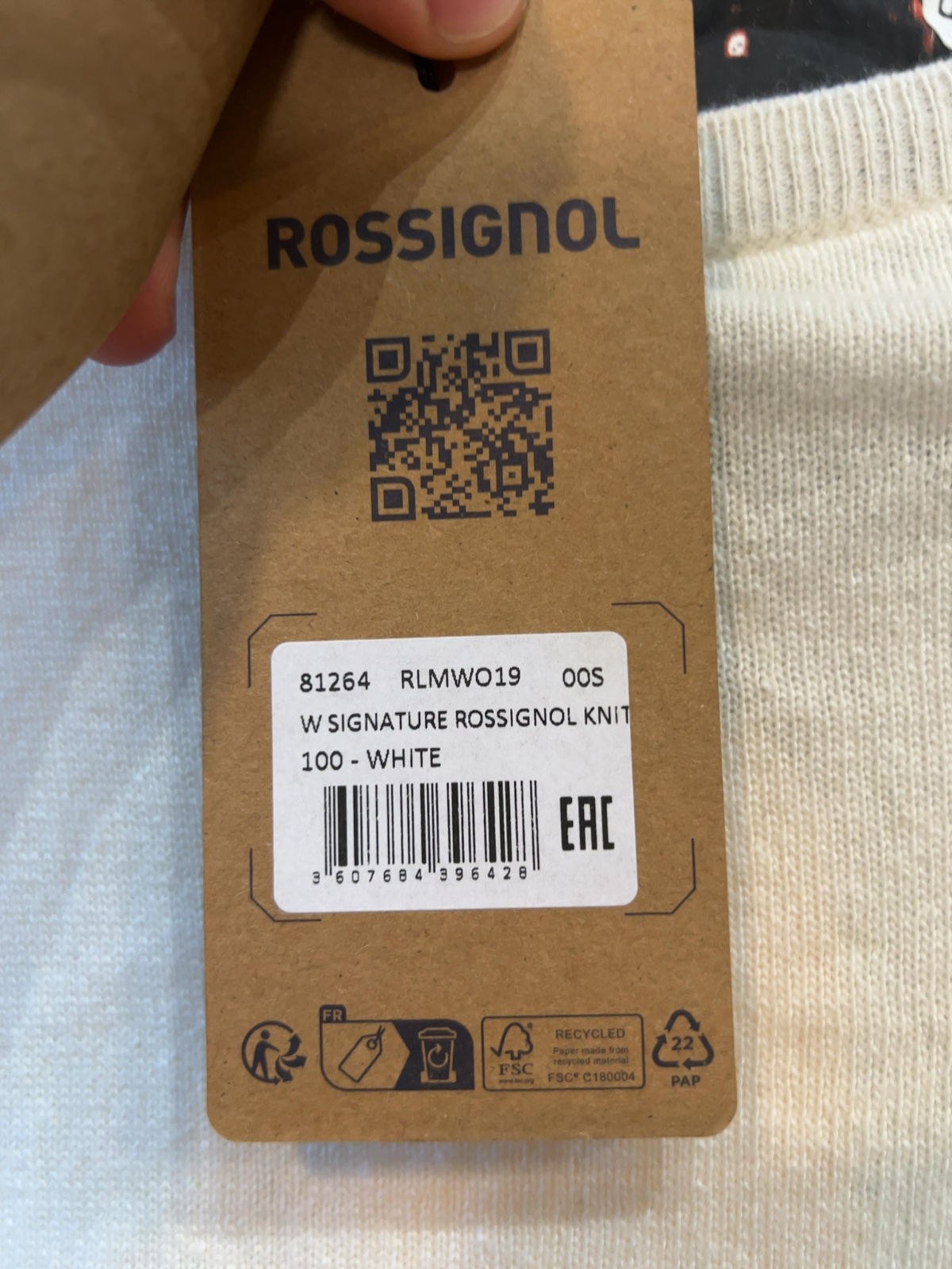 Rossignol Women's Signature Knit Wool Script Sweater White New S