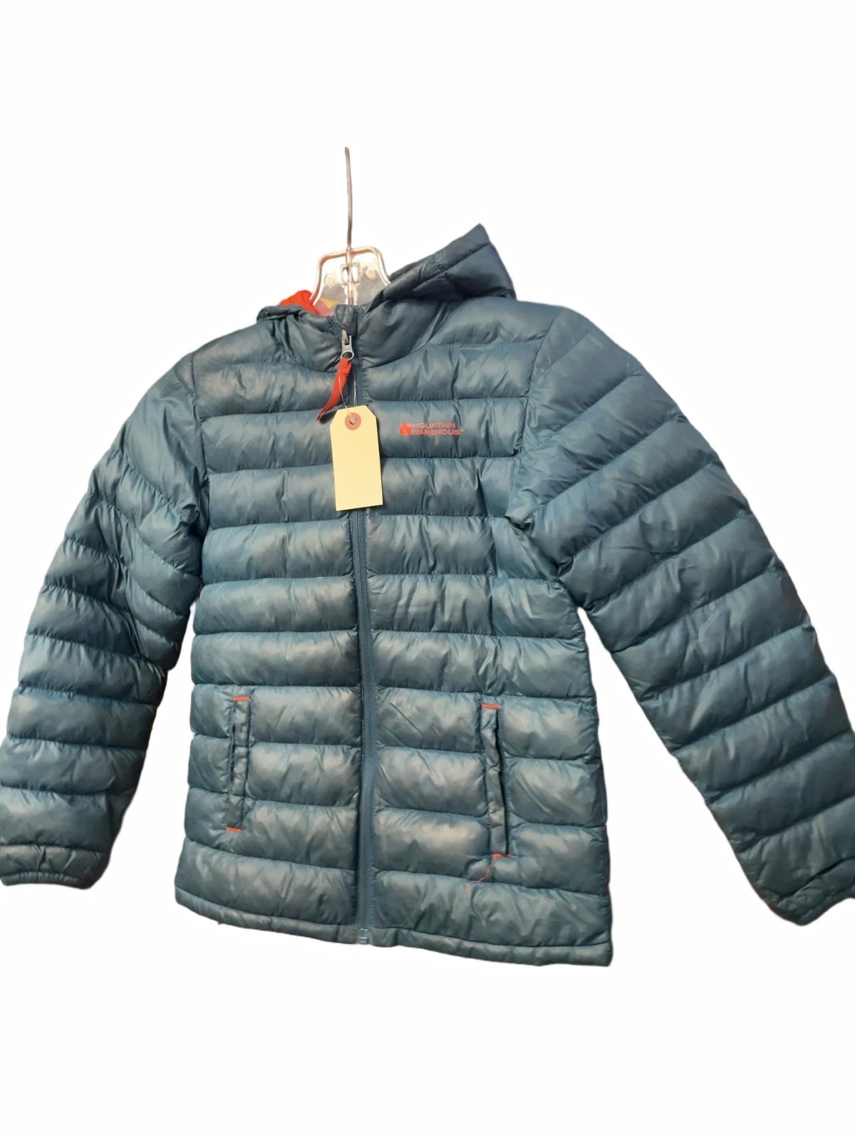 Mountain Warehouse Hooded Puffer Jacket Junior Size 7/8 Blue/Orange - image 1
