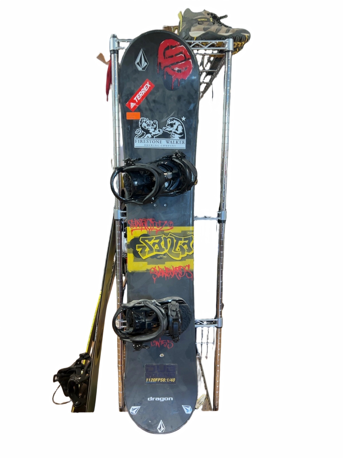 Santa Cruz Dragon Snowboard with K2 Sonic Bindings 155 Good - image 1